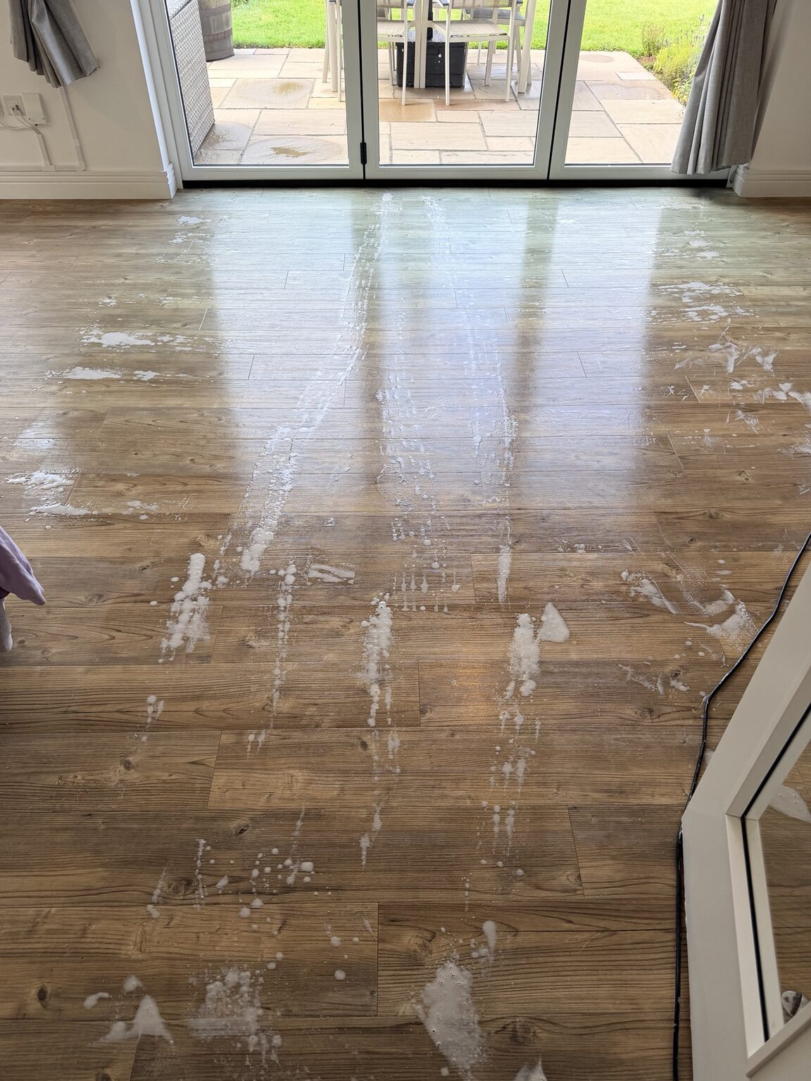 Karndean floor during the deep-cleaning stage