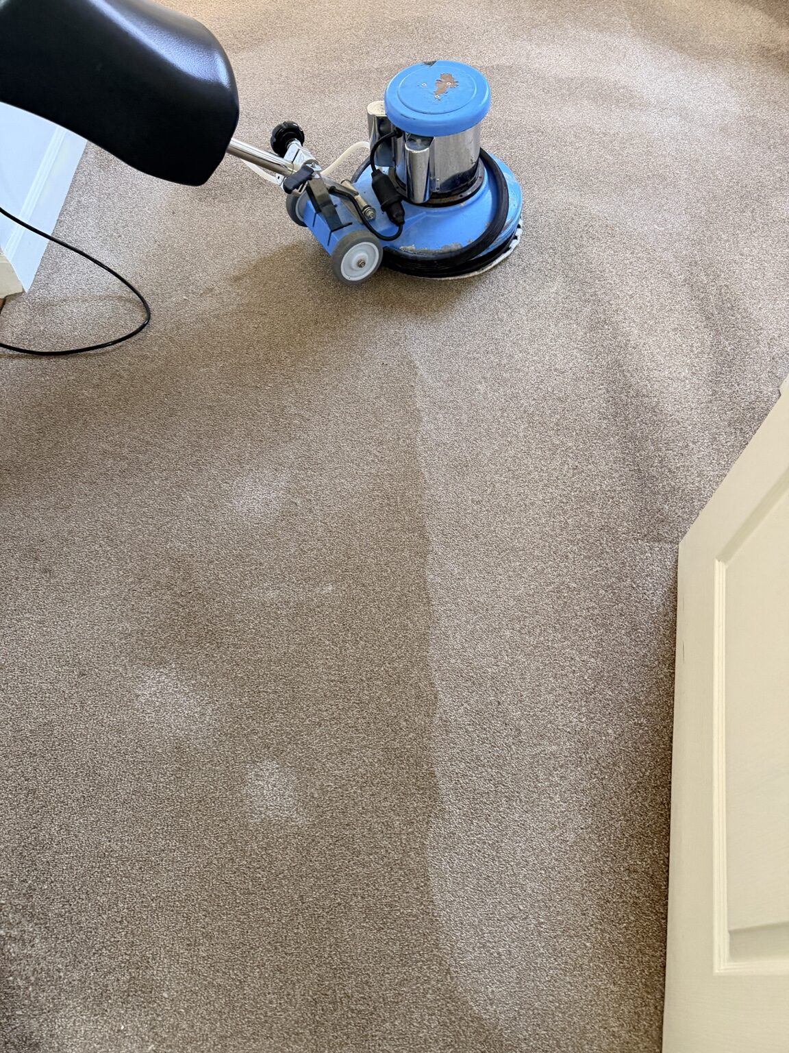 17-inch rotary being used for low-moisture carpet cleaning