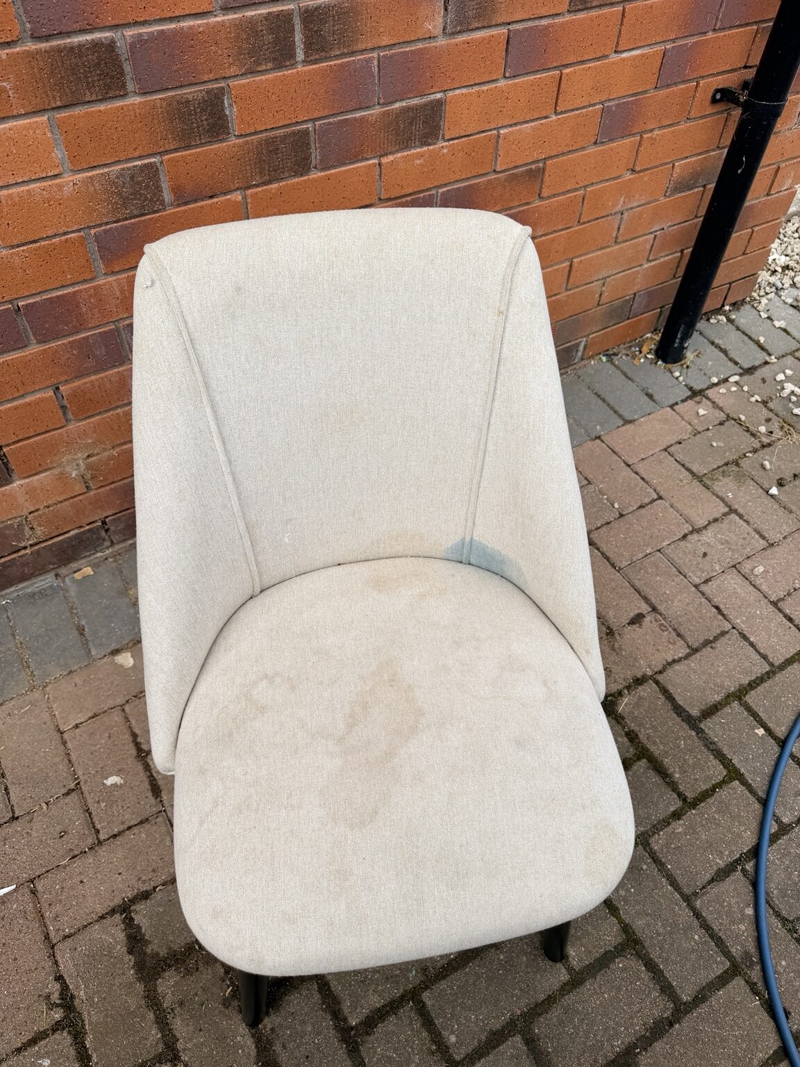 Polyester chair before professional cleaning