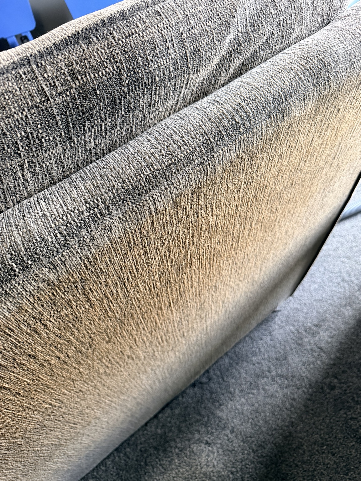 Nicotine-related discolouration on the Bathgate sofa before cleaning
