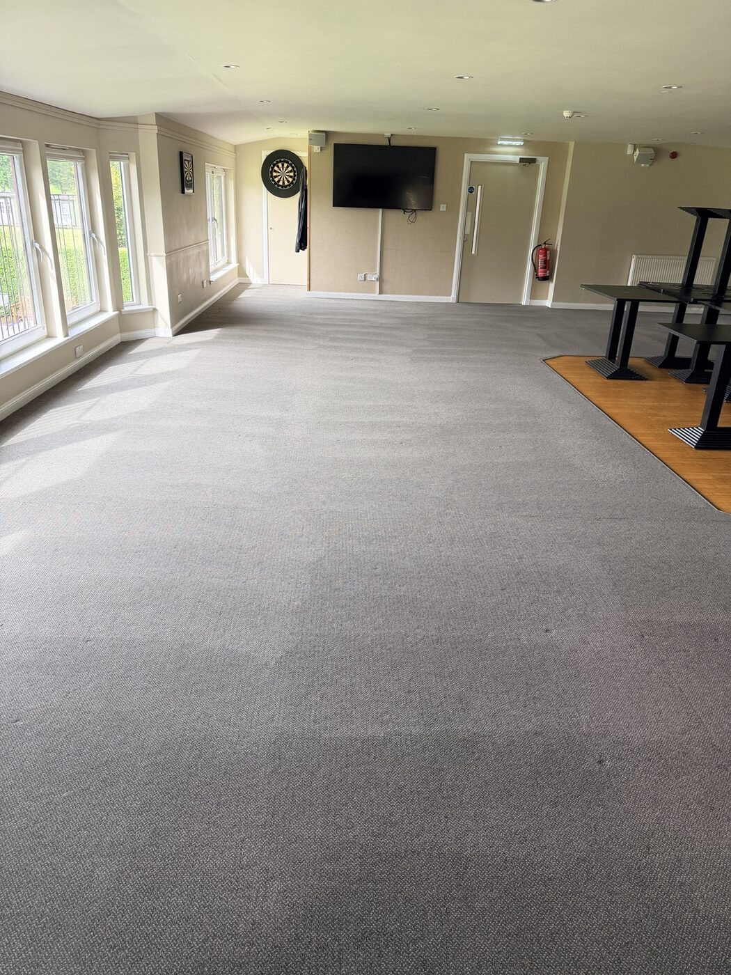 Finished low-moisture carpet clean at an Edinburgh bowling club
