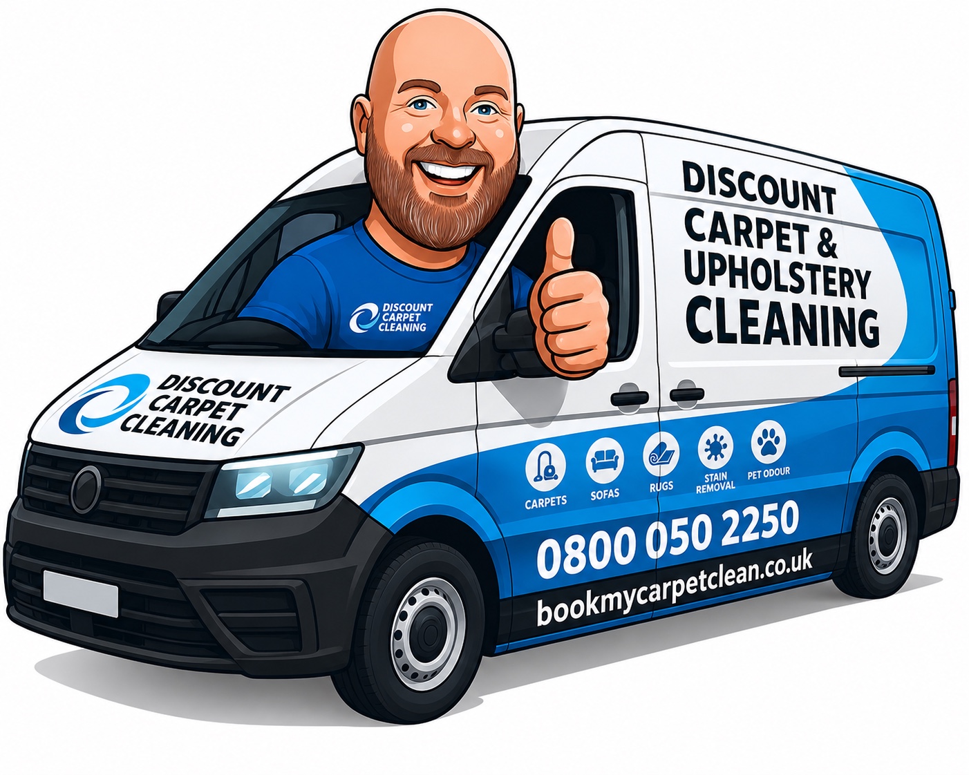 Danny from Discount Carpet and Upholstery Cleaning with the company van